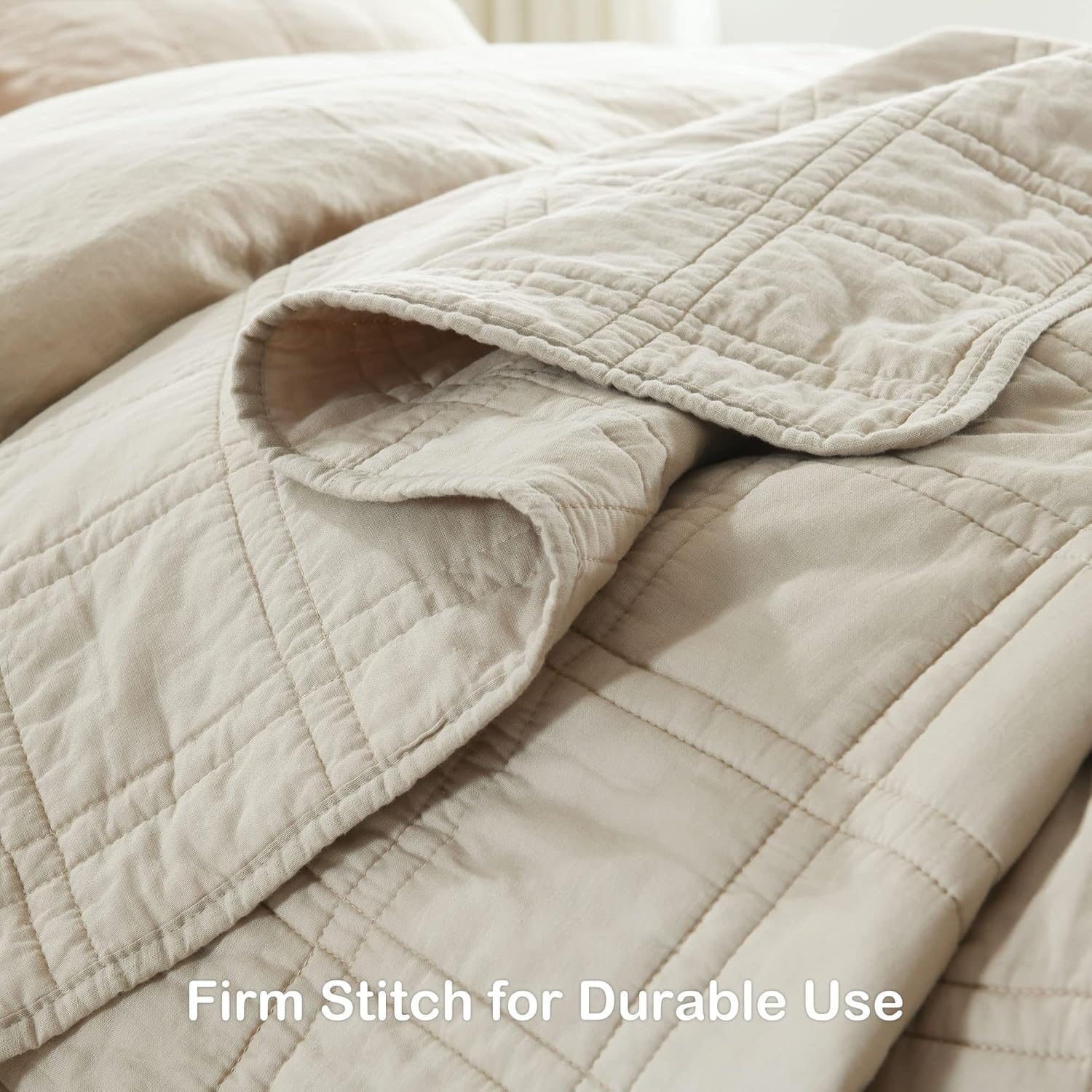 Detalle de 100% Cotton Quilt Twin 2-Piece Set, Beige