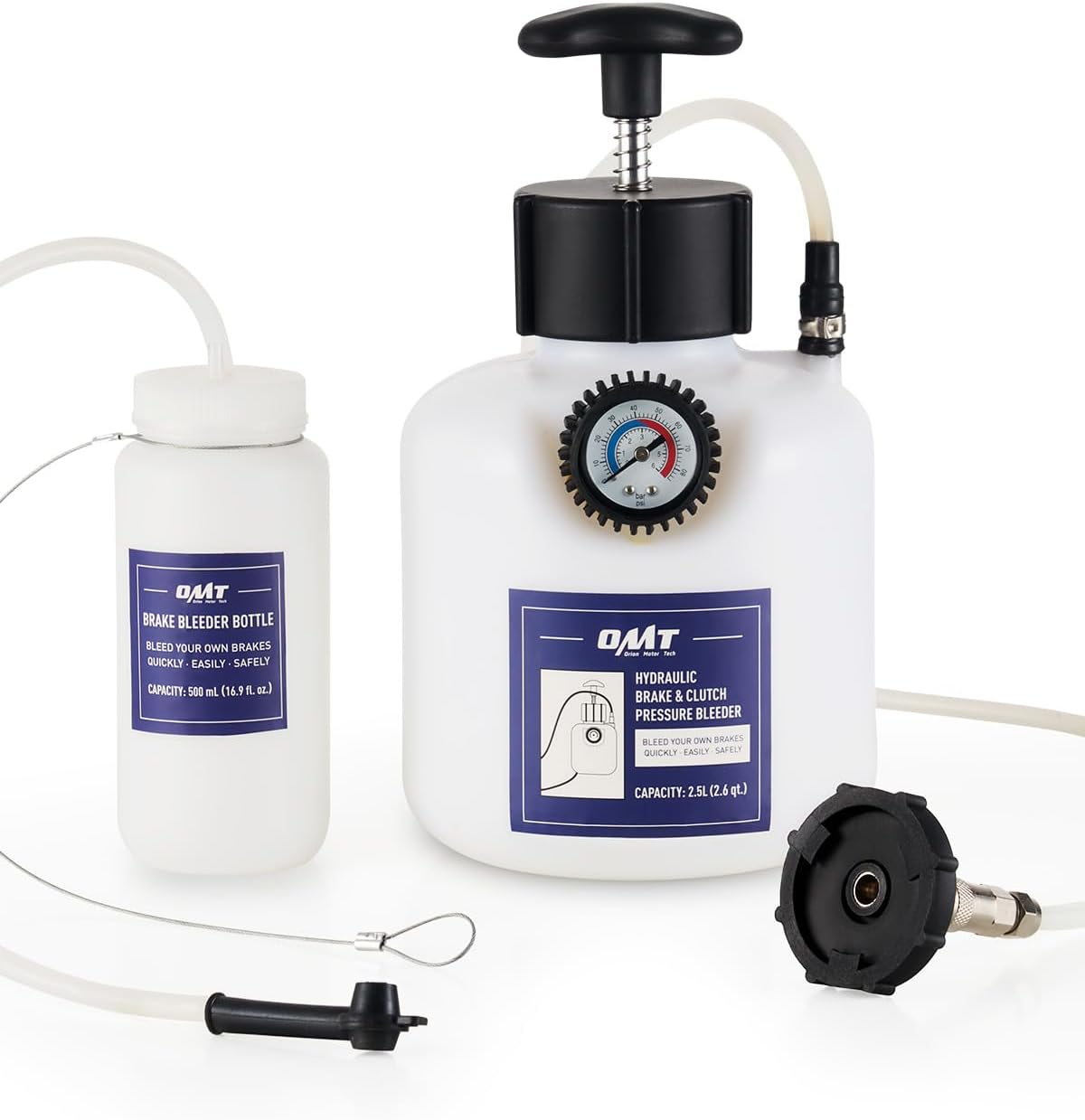 Detalle de Orion Motor Tech Pressure Bleeder 2.5L Set with 49.5mm Adapter (Manual Brake Bleeder)