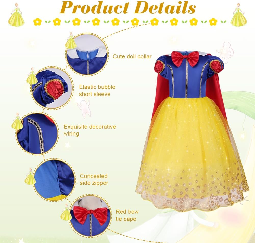 Thumbnail 3 de Aomig Robe Princesse Blanche Neige enfant