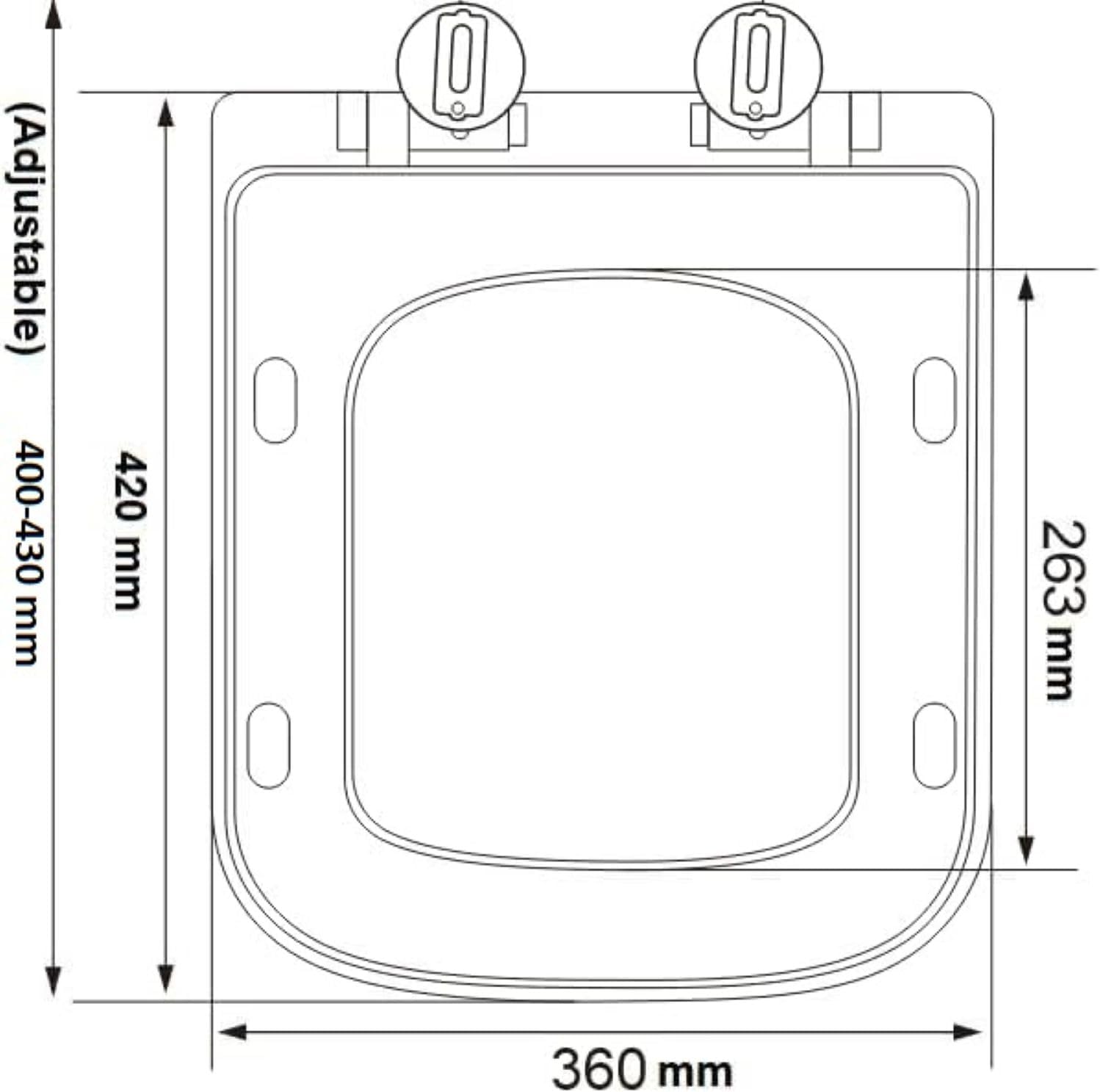 Thumbnail 2 de AAN Square Toilet Seat Soft Close 42L x 36W cm
