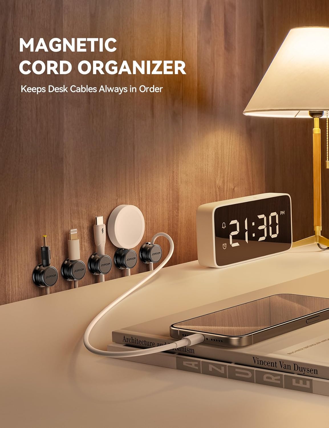 Detalle de JOYROOM 6-Pack Magnetic Cable Tidy Clips: Practical Cable Management for Desk and Home