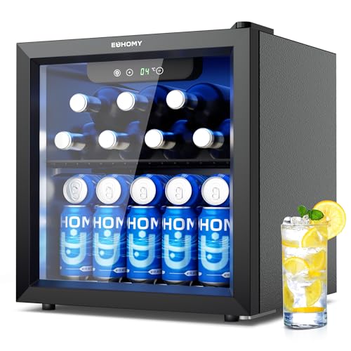 Detalle de EUHOMY Drinks Fridge: Glass-Door Beer and Wine Cooler 55 Cans, 36L, 4–16°C