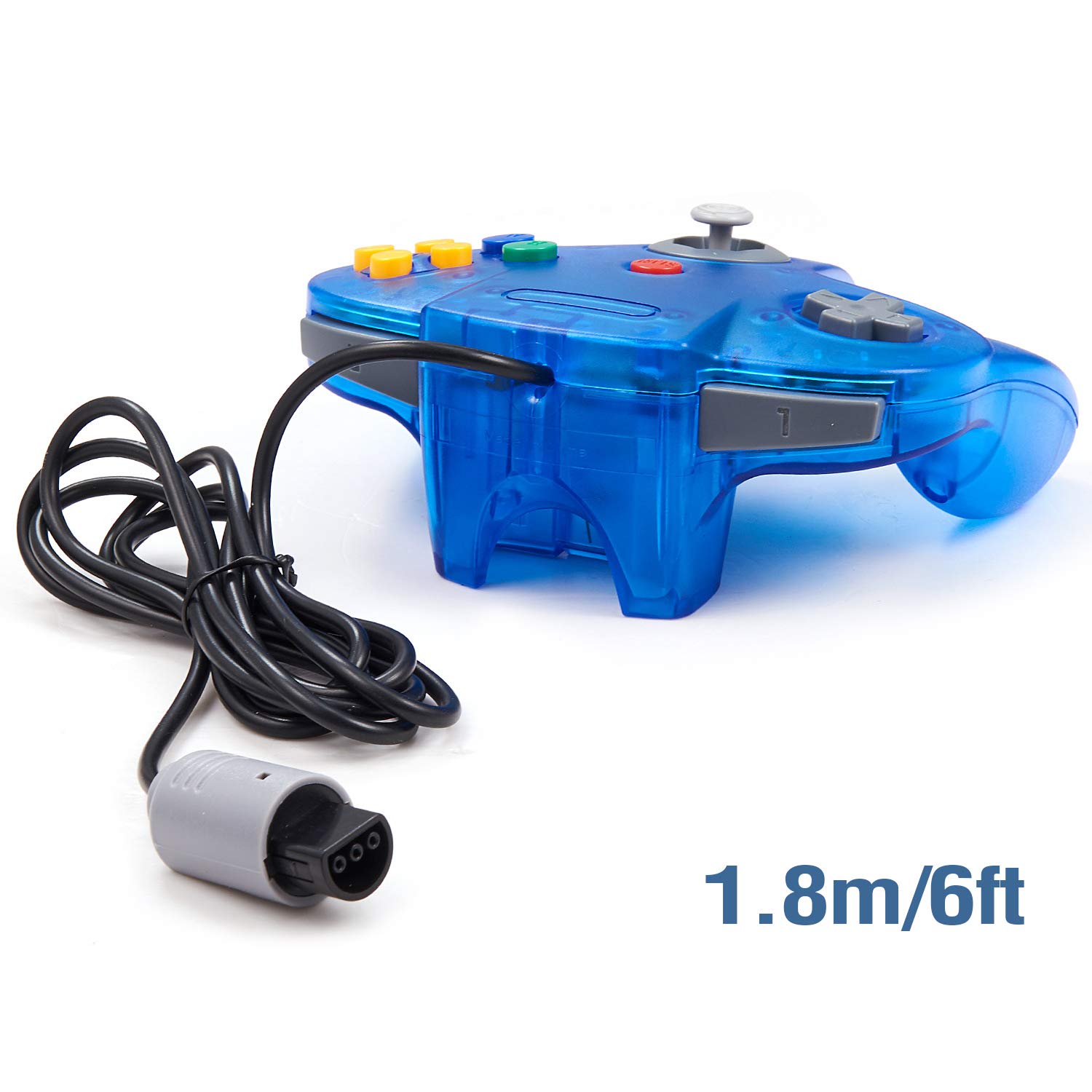 Detalle de miadore Retro 64-Bit N64 Controller (kabelgebunden, klares Blau) – Gamepad für N64 & N64-Spiele