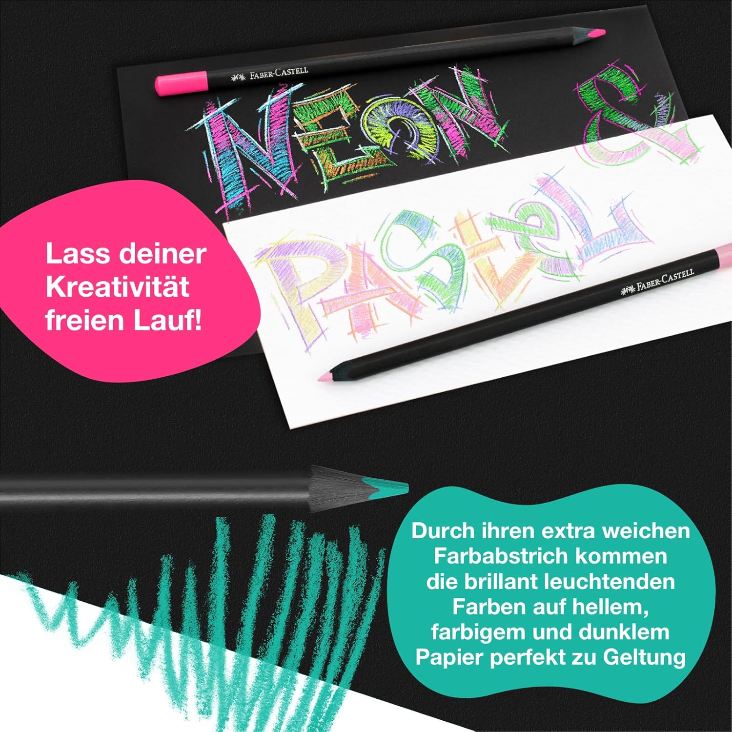 Thumbnail 5 de Faber-Castell 116437 Black Edition Buntstifte 36er Metallbox – Bruchsichere, ergonomische Stifte für helles und dunkles Papier
