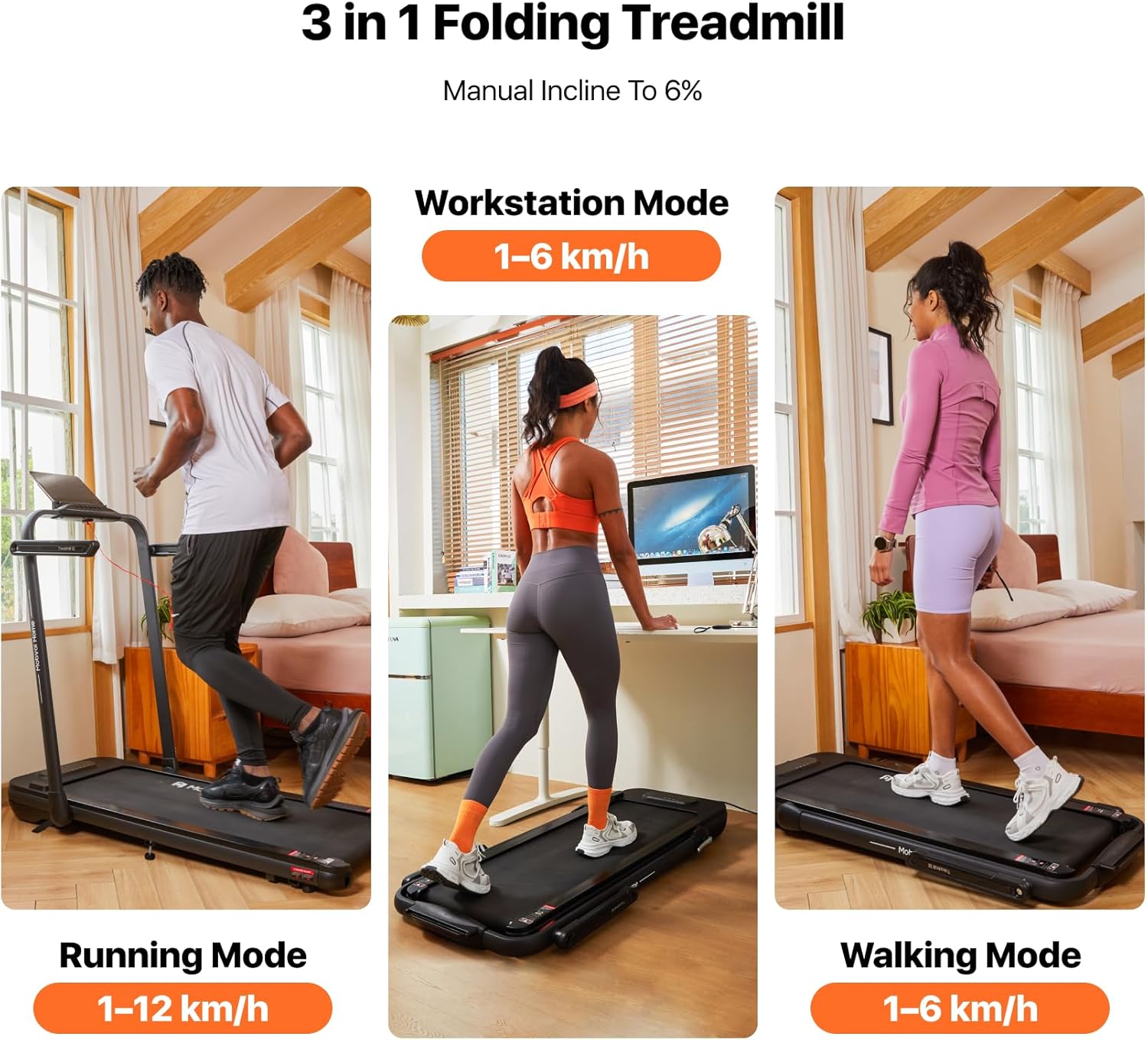 Detalle de Mobvoi Home Treadmill SE 3-in-1 Incline Folding Walking Pad with AI Coaching and Remote Control