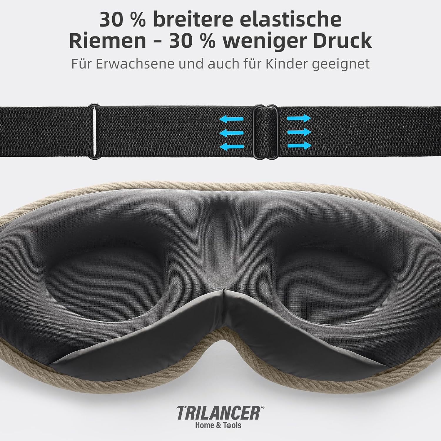 Thumbnail 6 de 2026 Innovative Schlafmaske – Lichtblocker, ergonomisch, 30 g, mit Nasenausschnitt & Eisseide-Bezug (Braun)