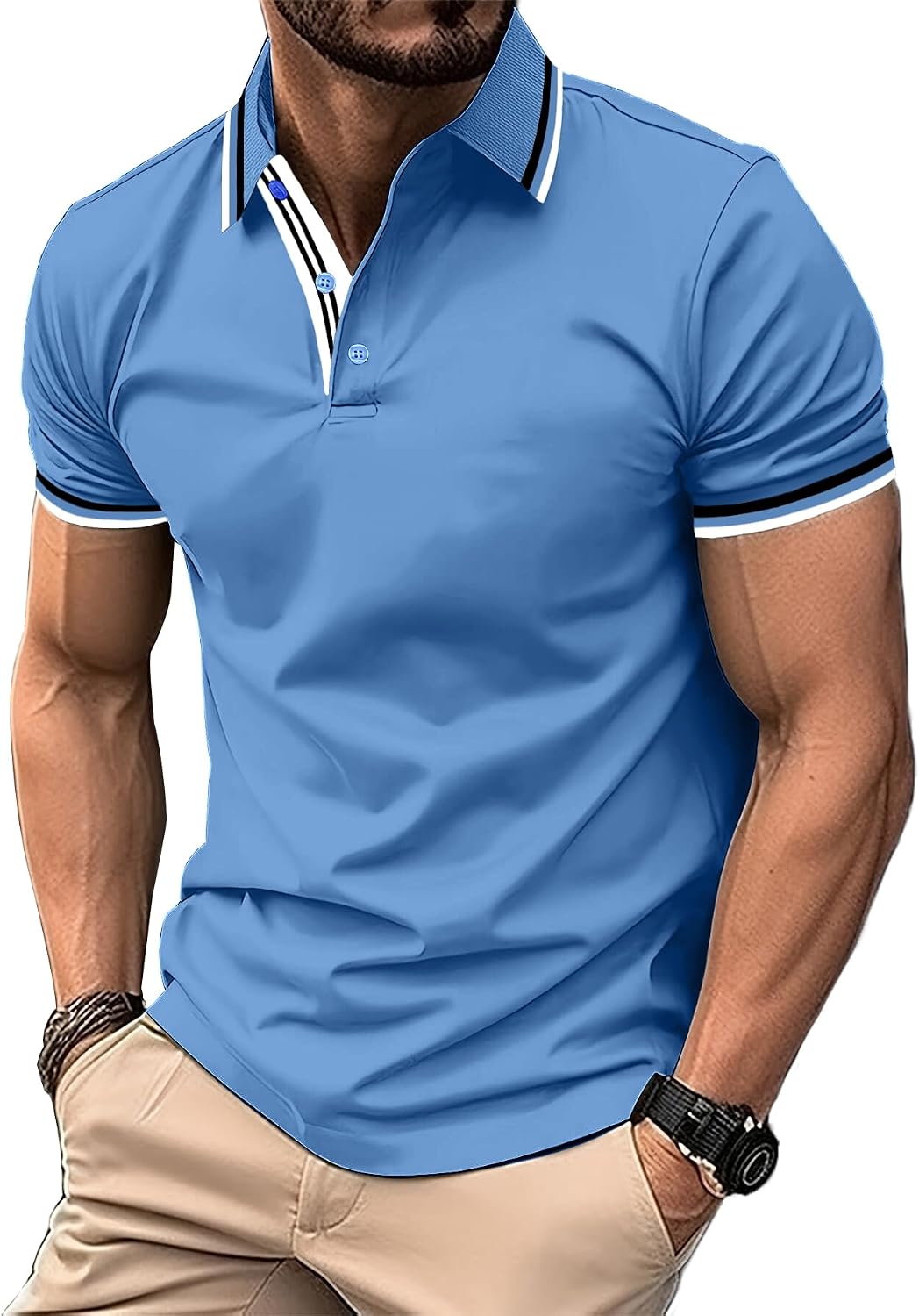 Detalle de SwissWell poloshirt voor heren, regular fit, korte mouwen en knoopsluiting