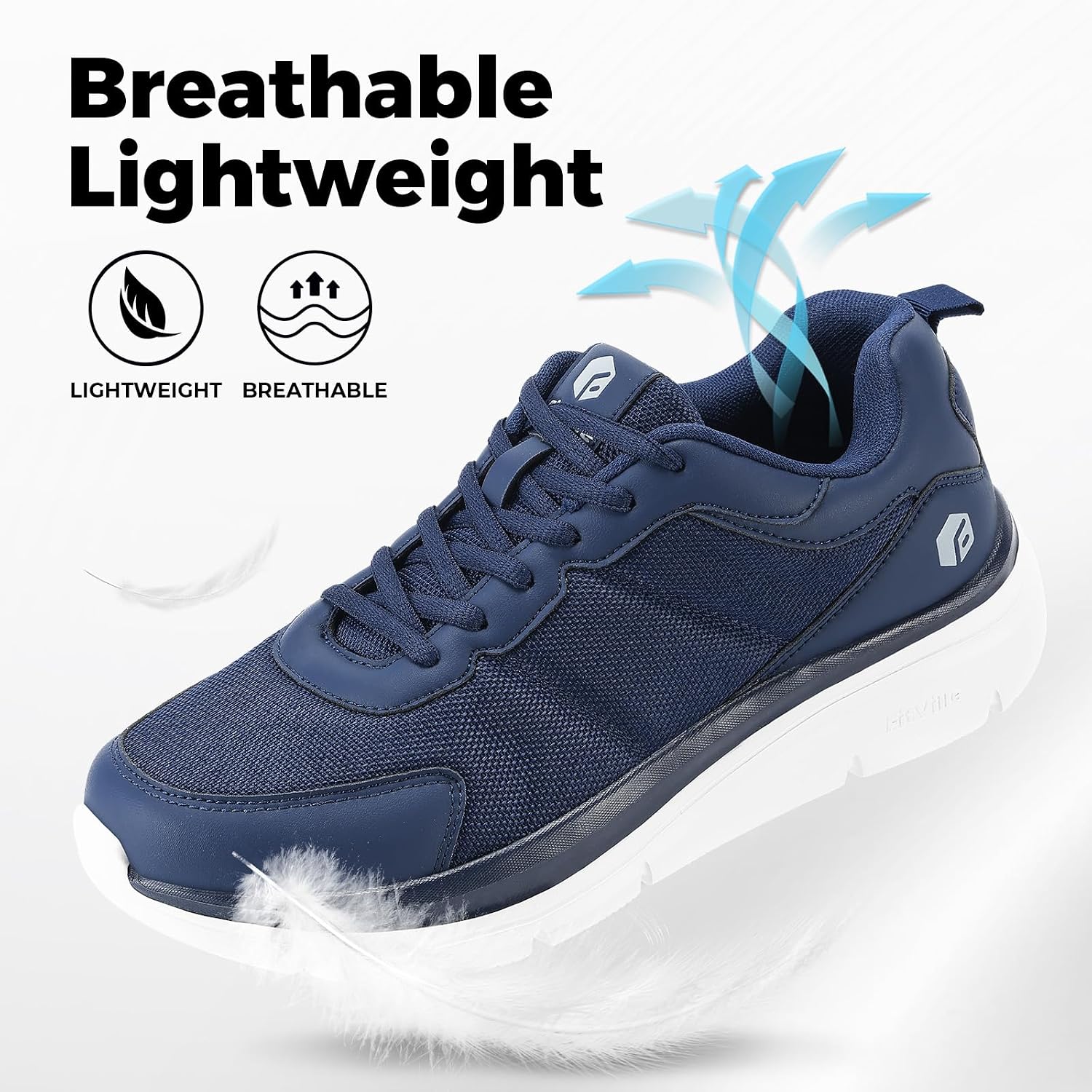 Detalle de FitVille Chaussures de Marche Homme Pieds Larges — Semelle 5 cm, Tige Mesh Respirante