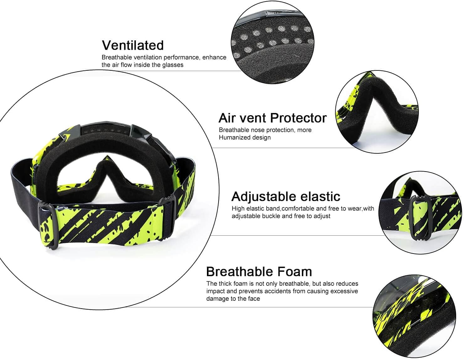 Thumbnail 3 de FMY Motorcycle Motocross Goggles for Men, Women and Youth