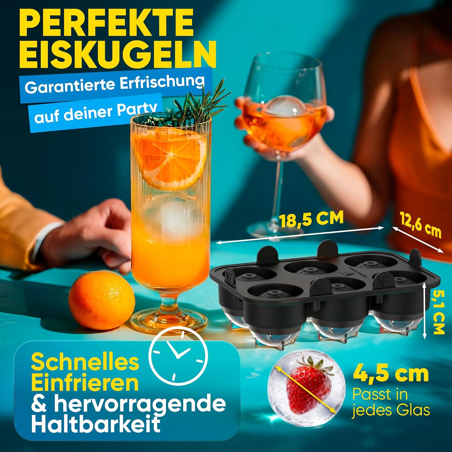 Thumbnail 1 de Neighbour’s Friend Patentierte Eiskugelform XXL Platinum – große runde Eiswürfel aus Platinsilikon (XXL)