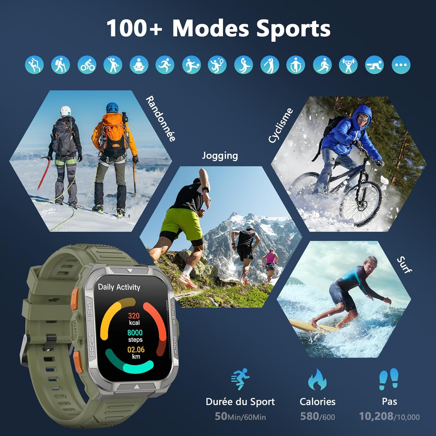 Thumbnail 5 de Blackview Montre Connectée Homme W80Pro avec GPS intégré, 900 mAh et 110+ modes sportifs