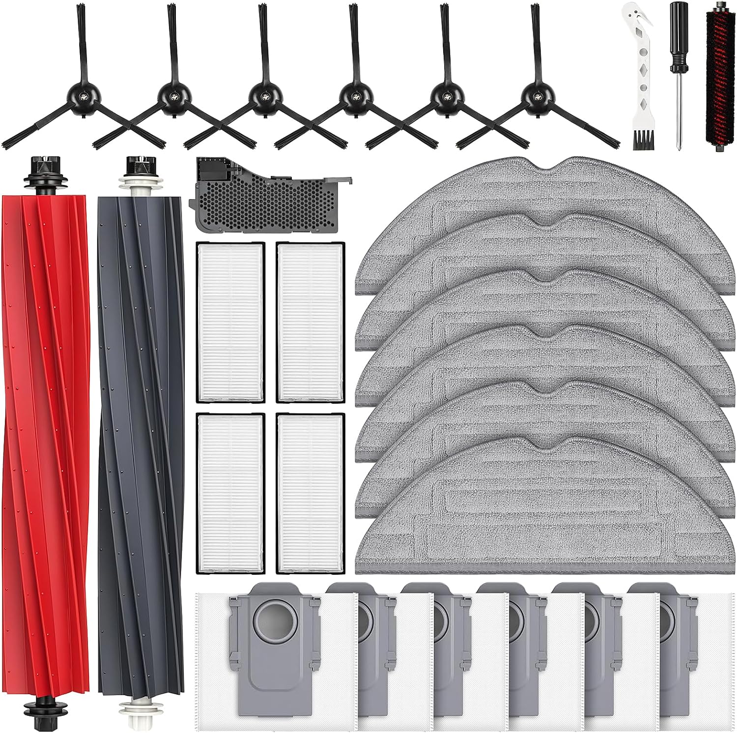 Detalle de 28-teilige Zubehör-Set für Roborock S8 Pro Ultra inkl. Hauptbürste, Staubbeutel, Wischpads und HEPA-Filter
