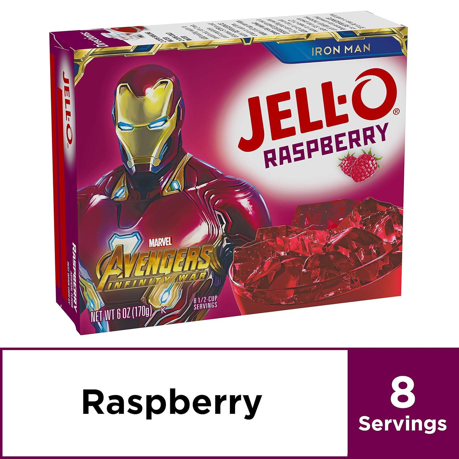Detalle 2 de JELL-O 10043000200527 Raspberry Gelatin Dessert Mix, 6 oz, 24-Count
