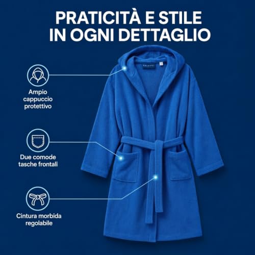 Thumbnail 3 de Caleffi Accappatoio uomo donna in spugna 100% cotone con cappuccio e cintura