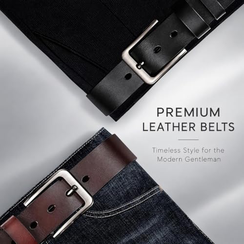 Thumbnail 7 de VRLEGEND Ceinture homme en cuir véritable noire, 120 cm, largeur 3,8 cm
