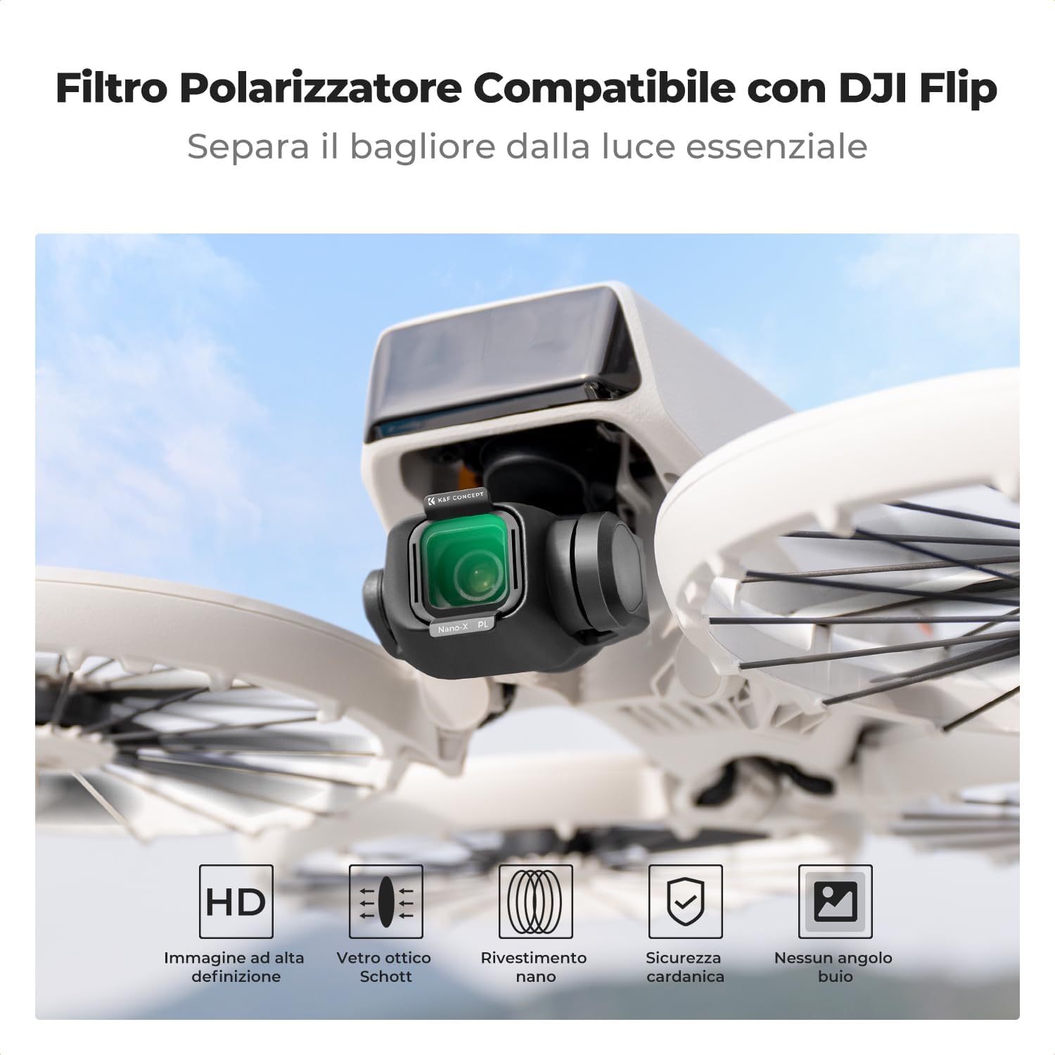 Thumbnail 1 de Filtro CPL Circolare K&CONCEPT per DJI Flip – Filtro Polarizzatore con Vetro HD Multistrato e Telaio in Alluminio