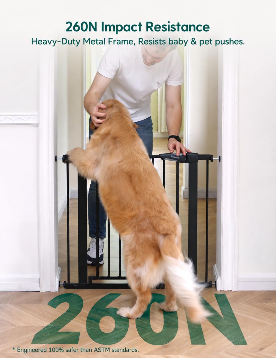 Detalle de Babelio PressGuard CB-M-101 Baby Gate, 30-Inch, Triple-Lock, Auto-Close