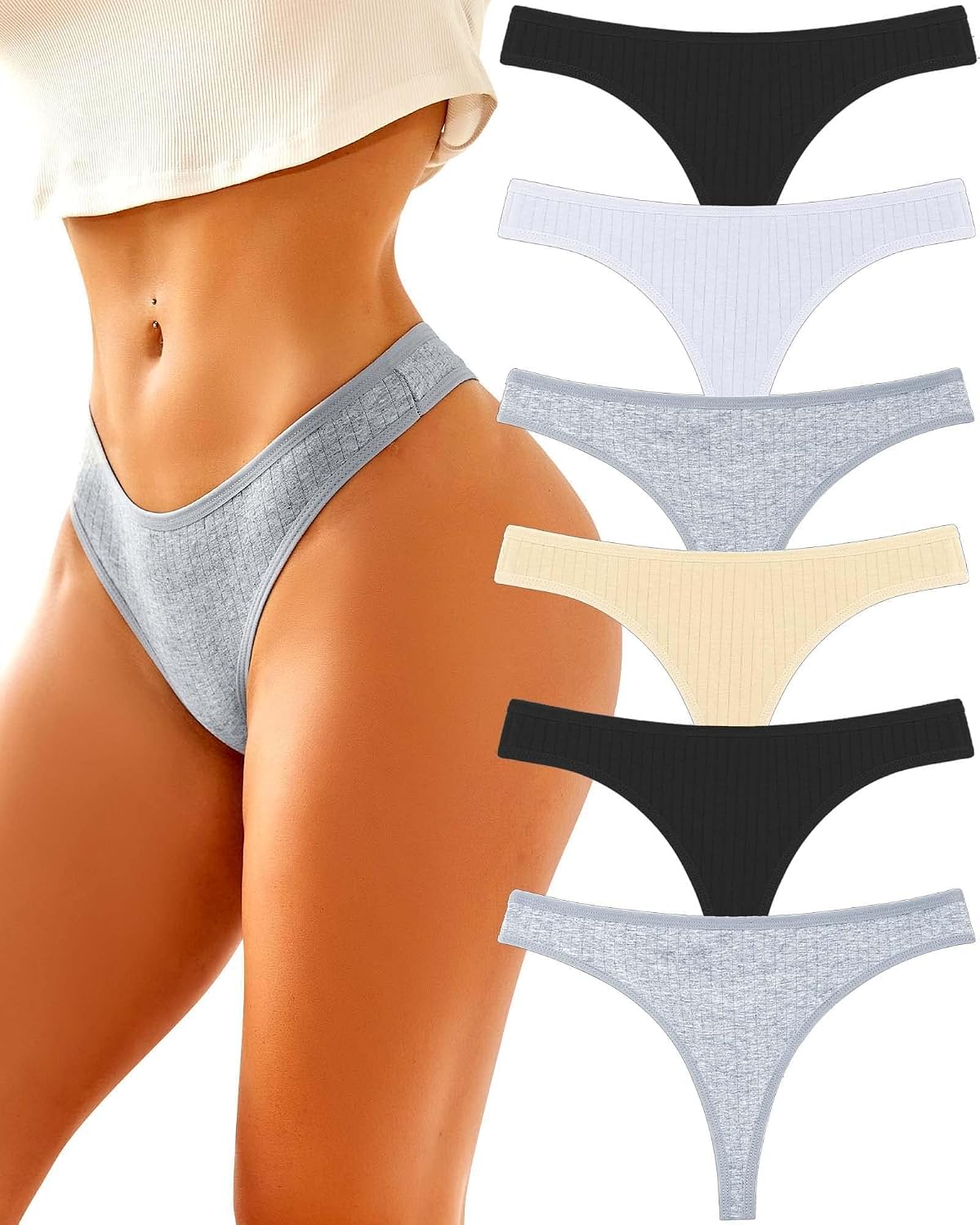 Thumbnail 5 de BeReady Cotton Thongs for Women (Sexy Tangas) – Comfortable 6-Pack S–XL