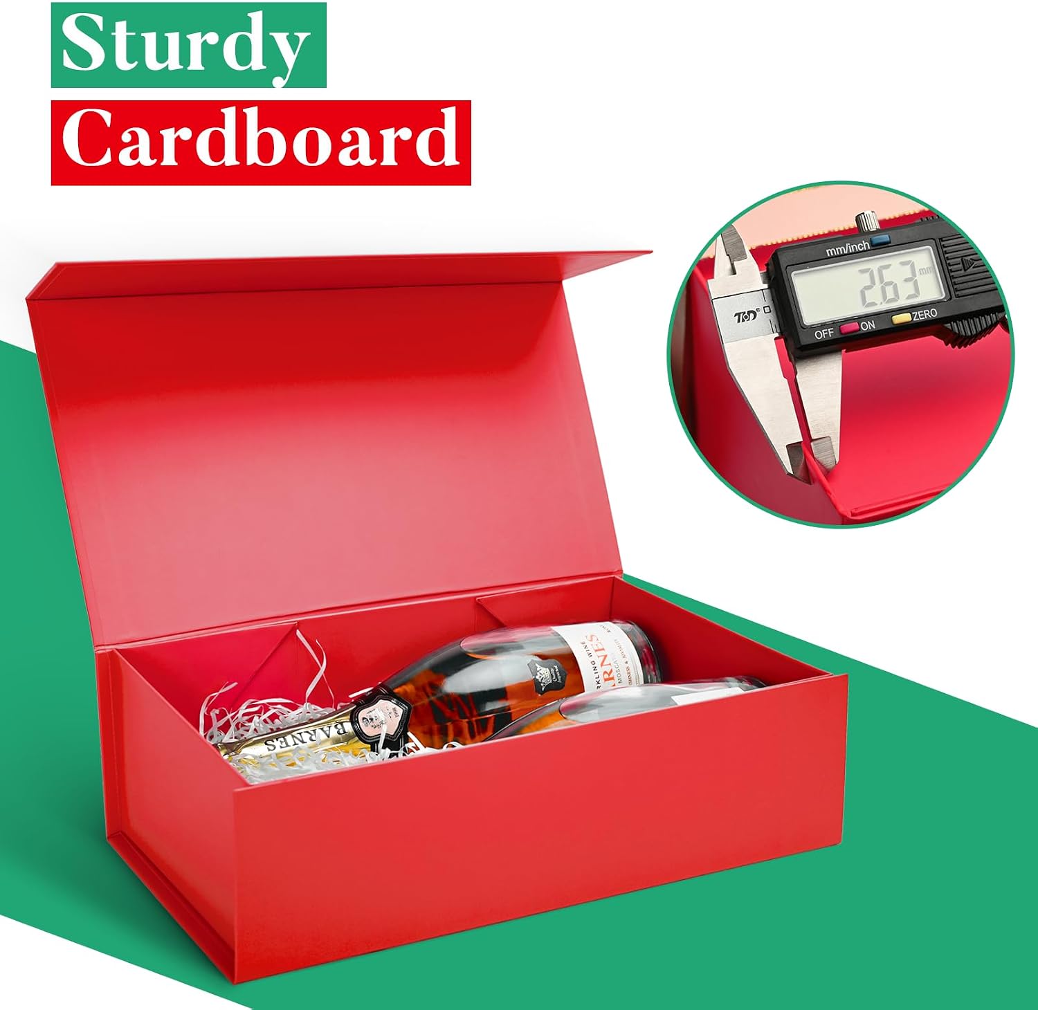 Detalle de LIFELUM Red Christmas Gift Box 13.85 x 8.35 x 4.45 inches – Magnetic Closure, Reusable Large Gift Box