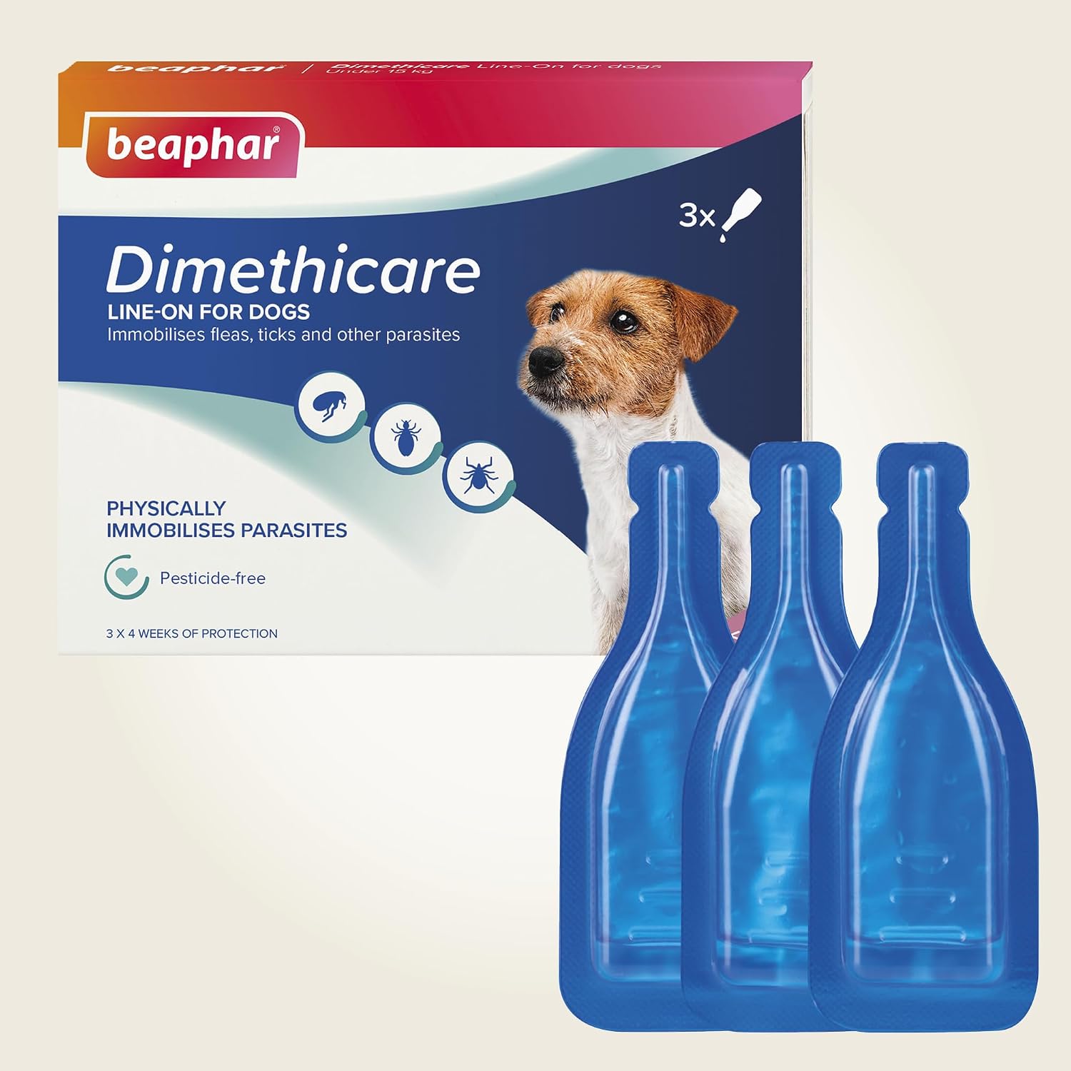 Thumbnail 2 de Beaphar Dimethicare Line-On Flea & Tick Control for Small Dogs up to 15kg (3 Pipettes)