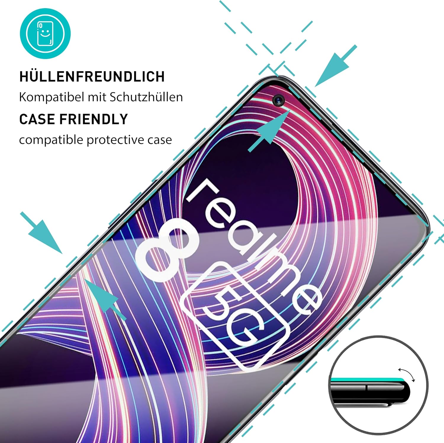 Thumbnail 1 de SmarTect Realme 8 5G Screen Protector, 3-Pack Tempered Glass, 9H