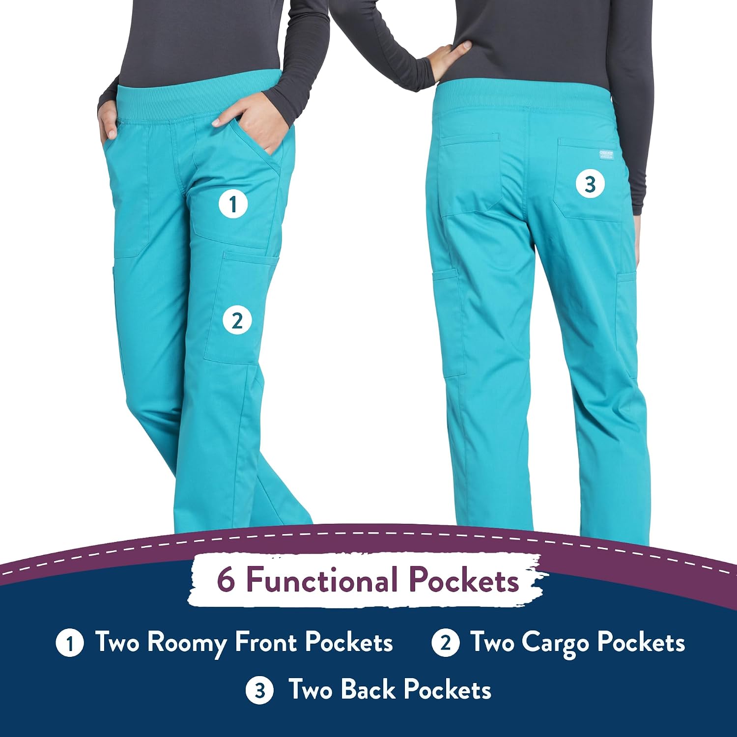Thumbnail 5 de Cherokee WW170T Women's Scrub Pants, 2-Way Stretch, Six Pockets