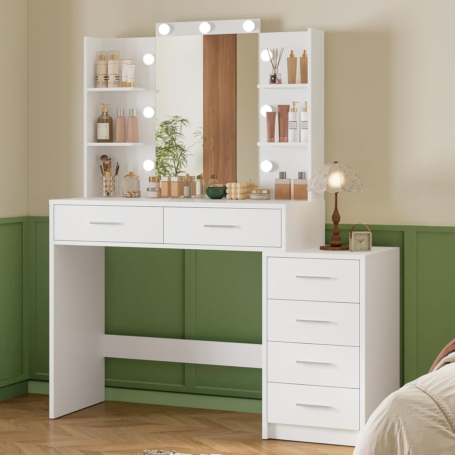 Thumbnail 6 de TEENFON ENSTA031WD-ZF Vanity Table with Mirror, Lighting and 6 Drawers