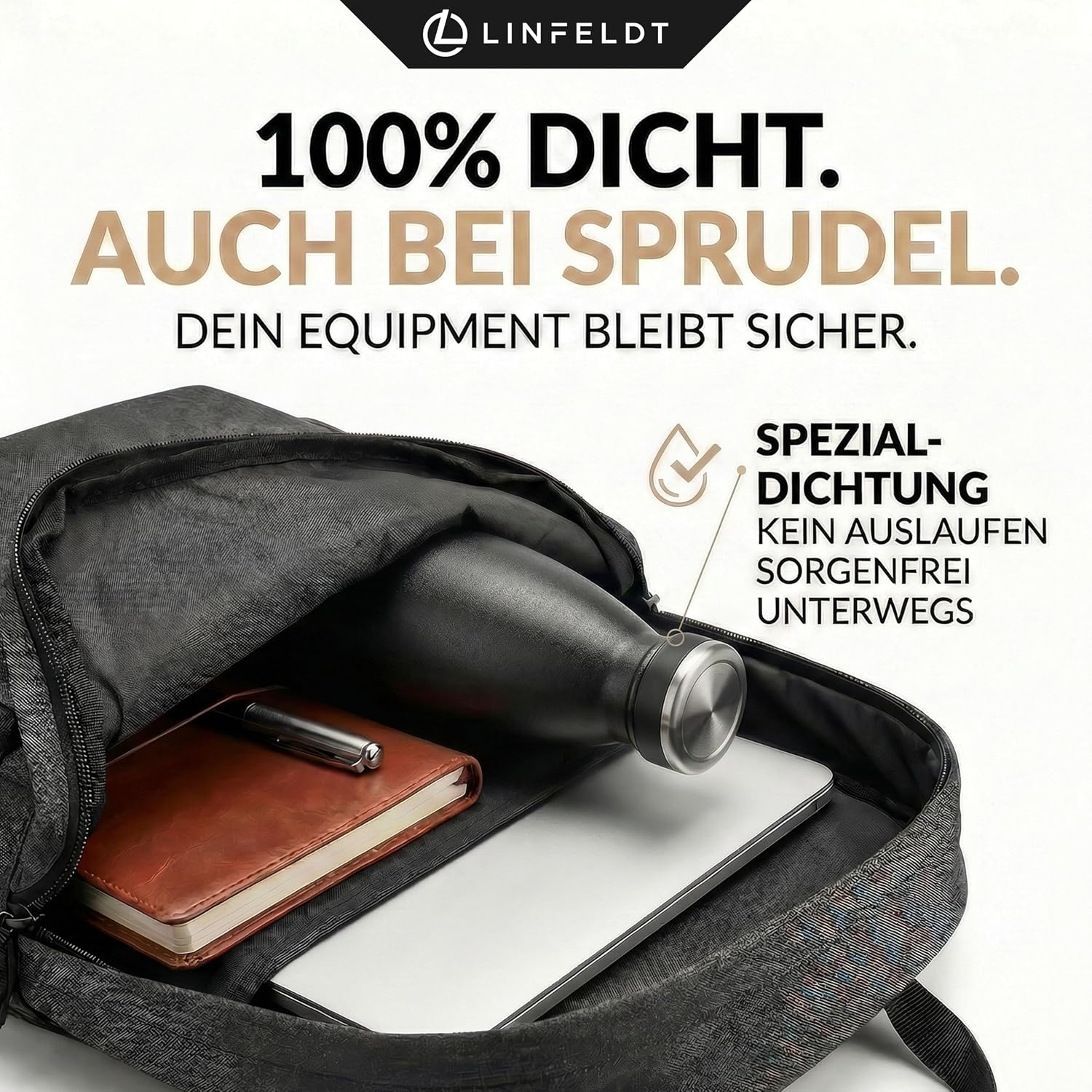 Detalle de LINFELDT 1L isolierte Trinkflasche Edelstahl