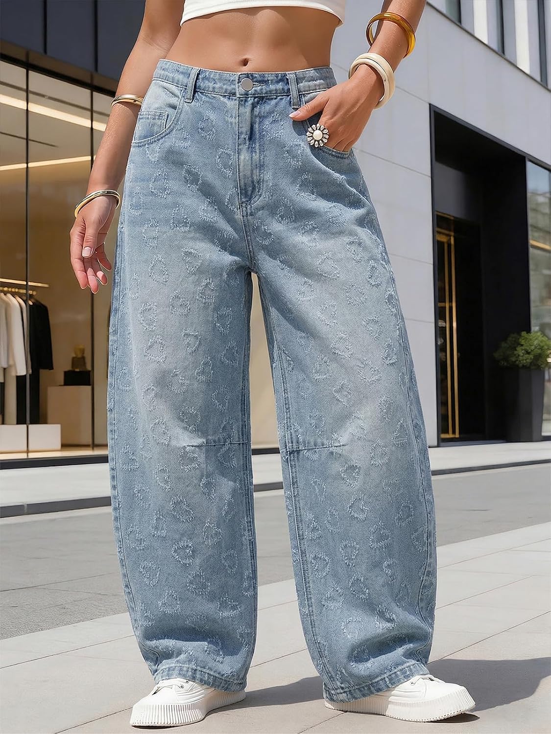 Detalle de EXLURA Barrel Jeans Cotton Blend