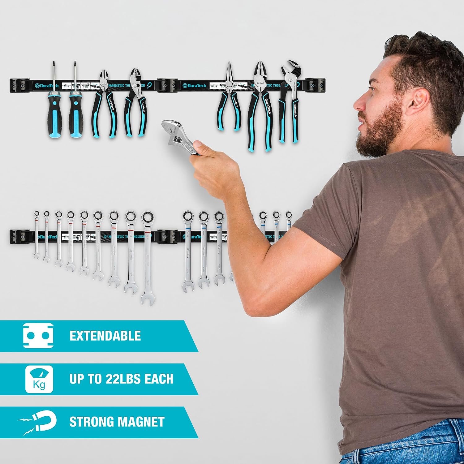 Detalle 2 de DURATECH DT406029 Magnetic Tool Holder Strips, 4-Pack of 12-Inch Bars