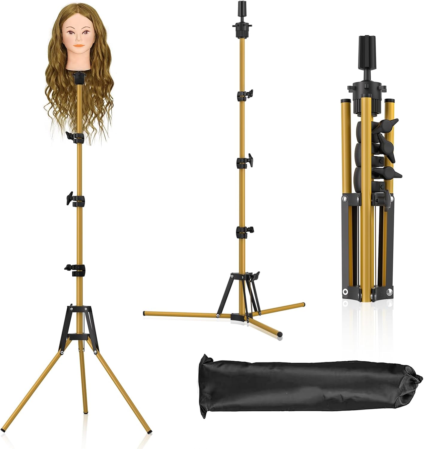 Thumbnail 6 de CASDUCT Mannequin-Kopfständer (160 cm), verstellbarer Perückenständer aus verstärktem Metall – für Friseurtraining & Kosmetologie (rose)