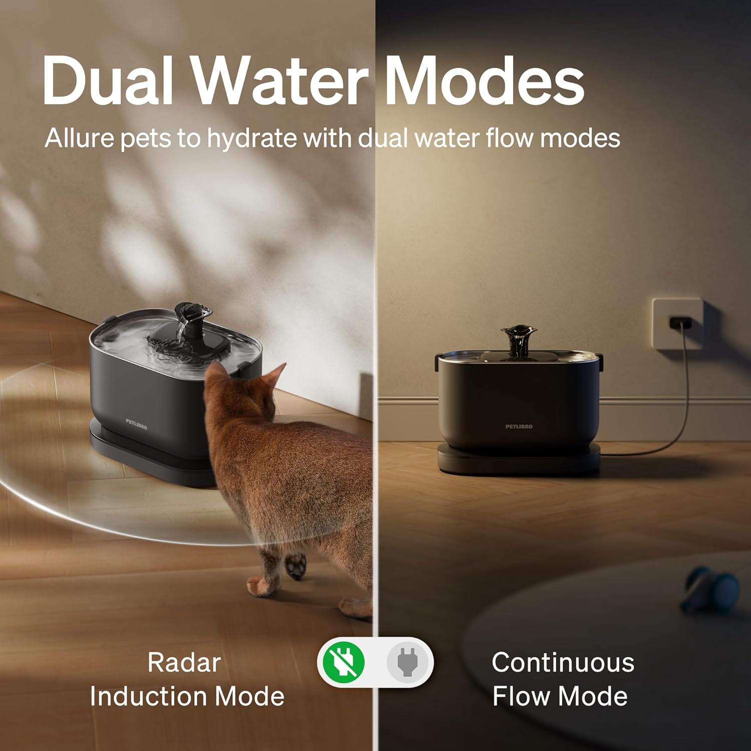 Detalle 2 de PETLIBRO Dockstream Wireless Cat Water Fountain (2.5L) – battery-operated with motion sensor, black