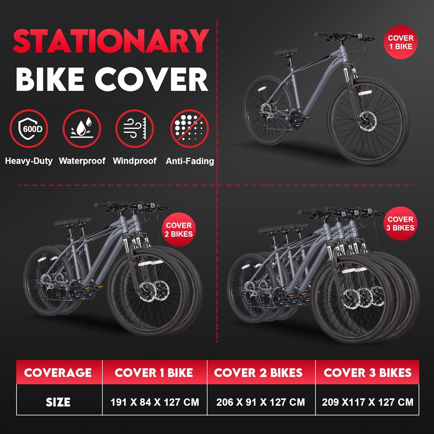 Thumbnail 3 de Zettum Funda para 3 bicicletas 209x117x127 cm