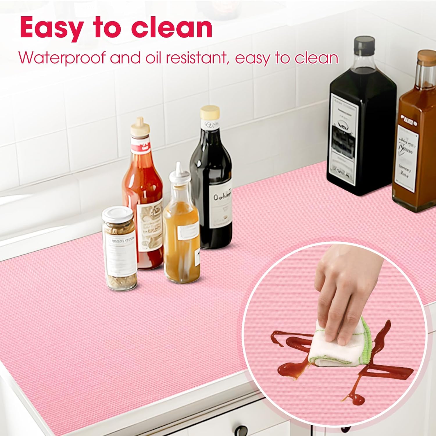 Thumbnail 2 de ALIUNI Pink PVC Drawer and Shelf Liner, Non-Adhesive, Waterproof, 12 in x 10 ft