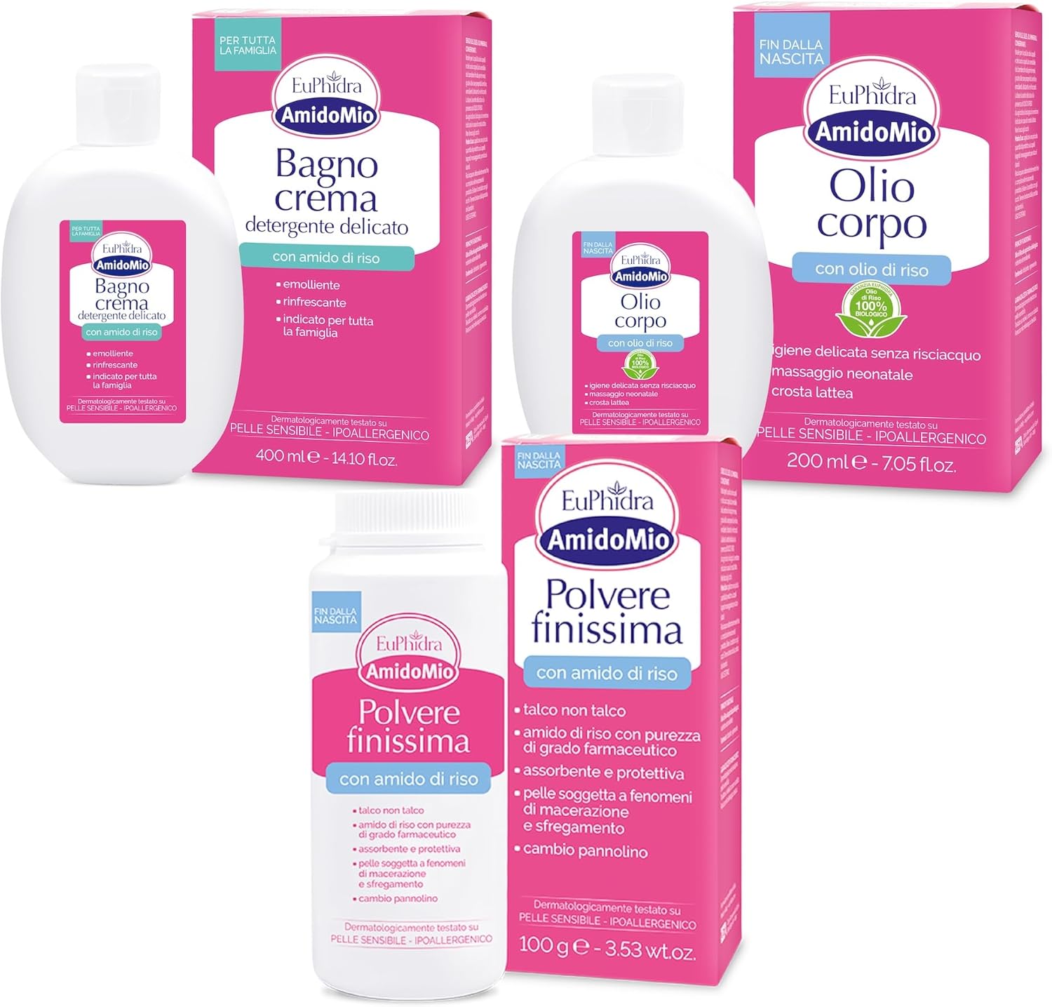 Detalle de Euphidra Kit Benessere e Idratante Baby: detersione delicata e protezione per neonati e adulti