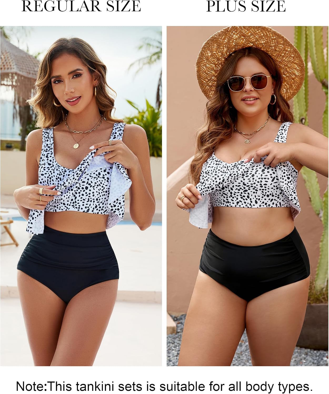 Detalle de Edelqual Tankini Swimsuits for Women: High-Waisted Plus Size Two-Piece with Tummy Control