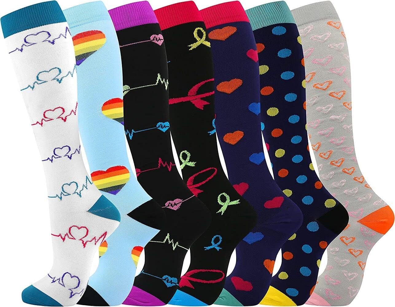 Detalle de Odtmger 20-30mmHg Knee-High Compression Socks – 7 Pairs for Men and Women