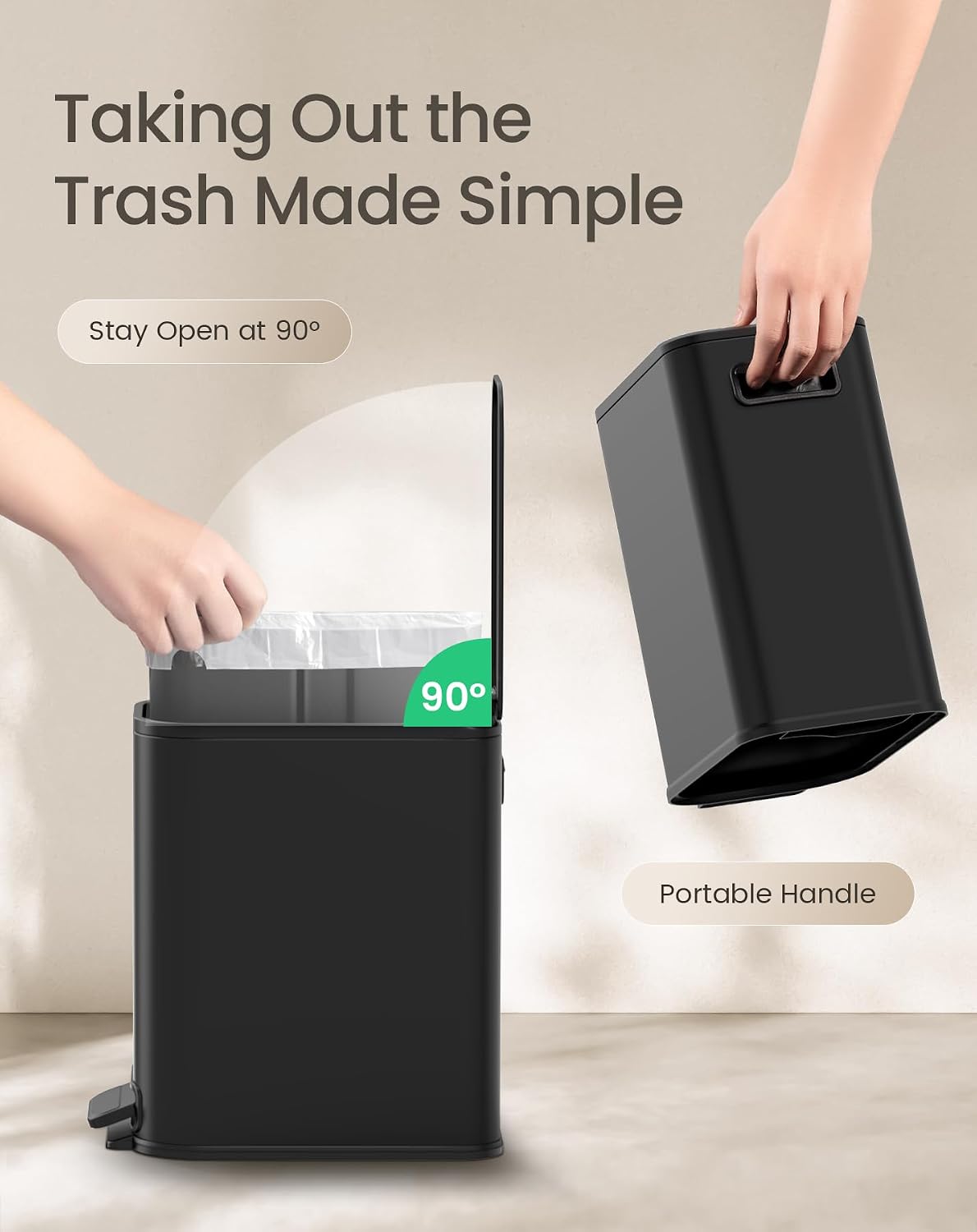 Detalle 1 de Cesun Small Bathroom Trash Can, 1.3 gal