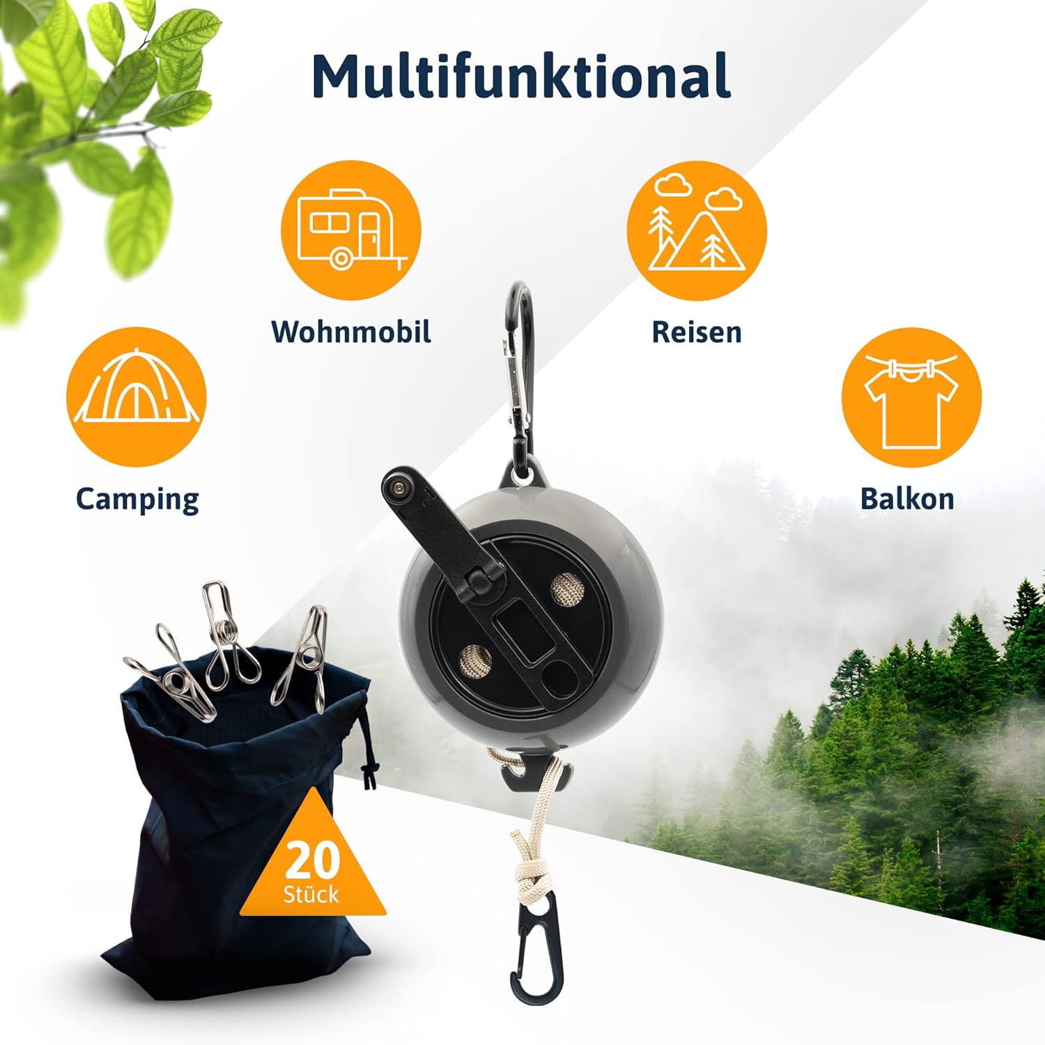 Thumbnail 6 de AUTDOOR Wäscheleine ausziehbar mit Kurbel – 10 m Schnur, heavy duty, für Camping und Reisen