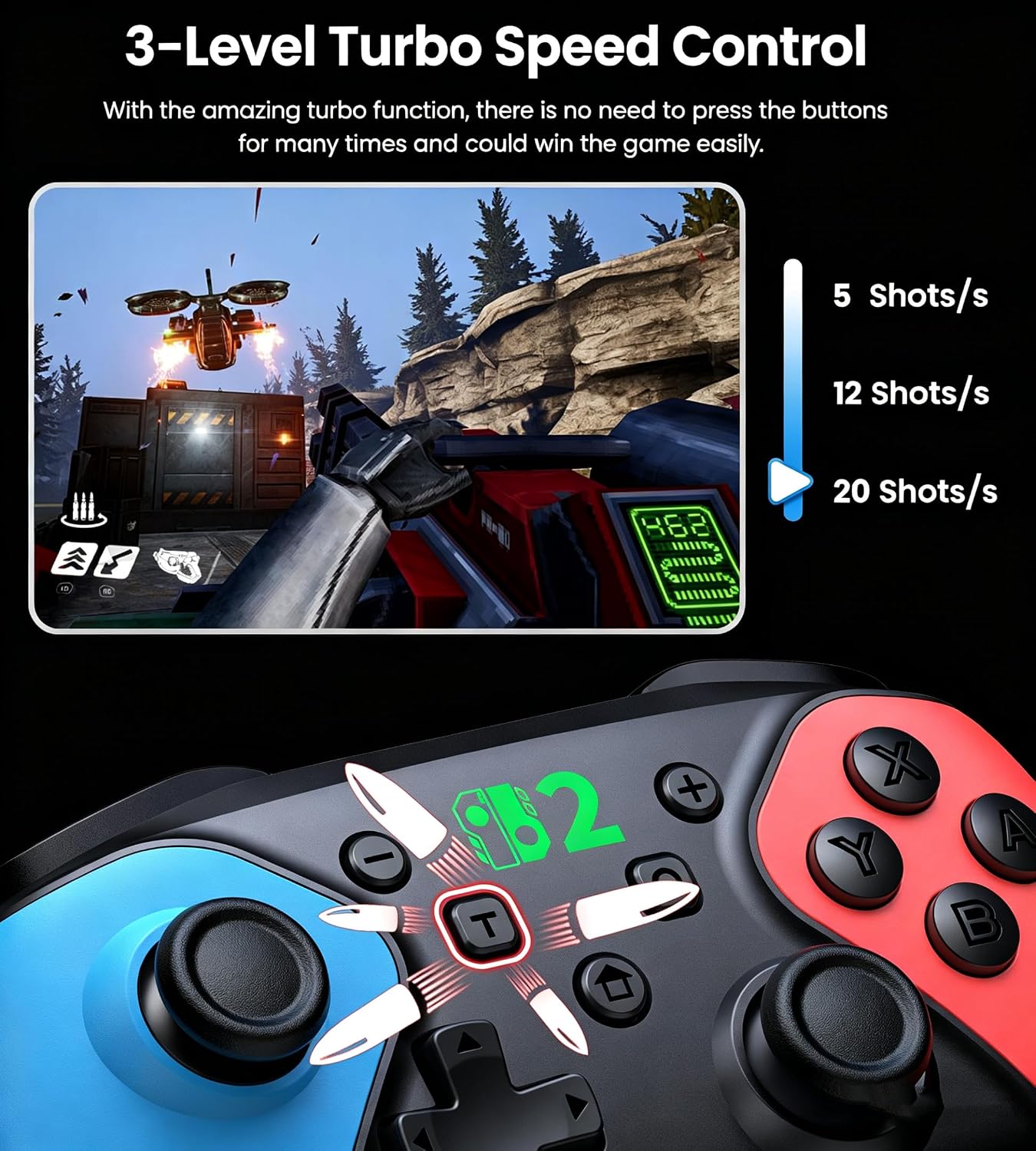 Thumbnail 4 de HELLCOOL Switch Controller – Kabellos Pro Controller für Nintendo Switch 2/1/Lite/OLED