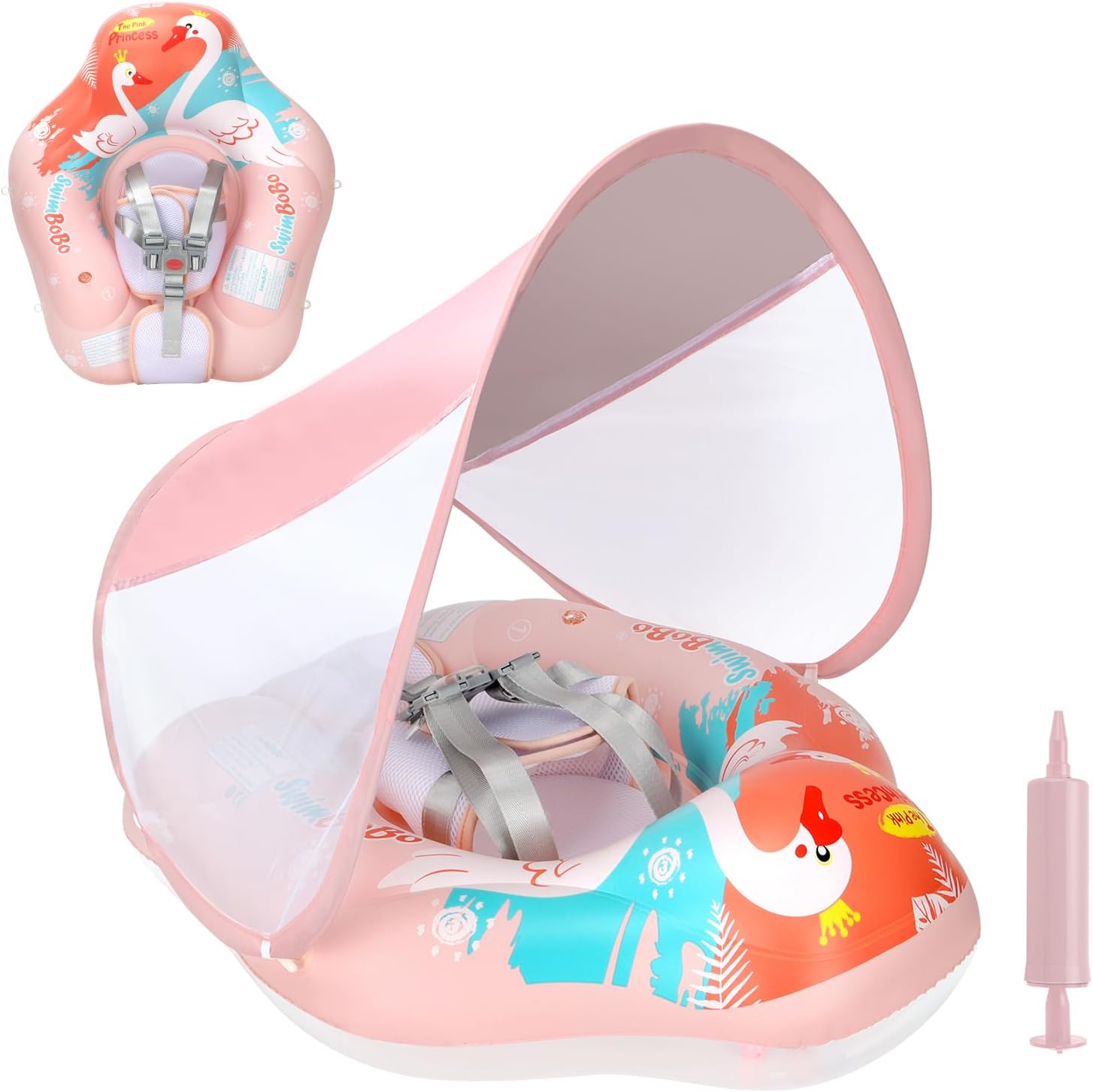 Detalle de Free Swimming Baby Inflatable Pool Float with Sun Canopy (3–36 Months)