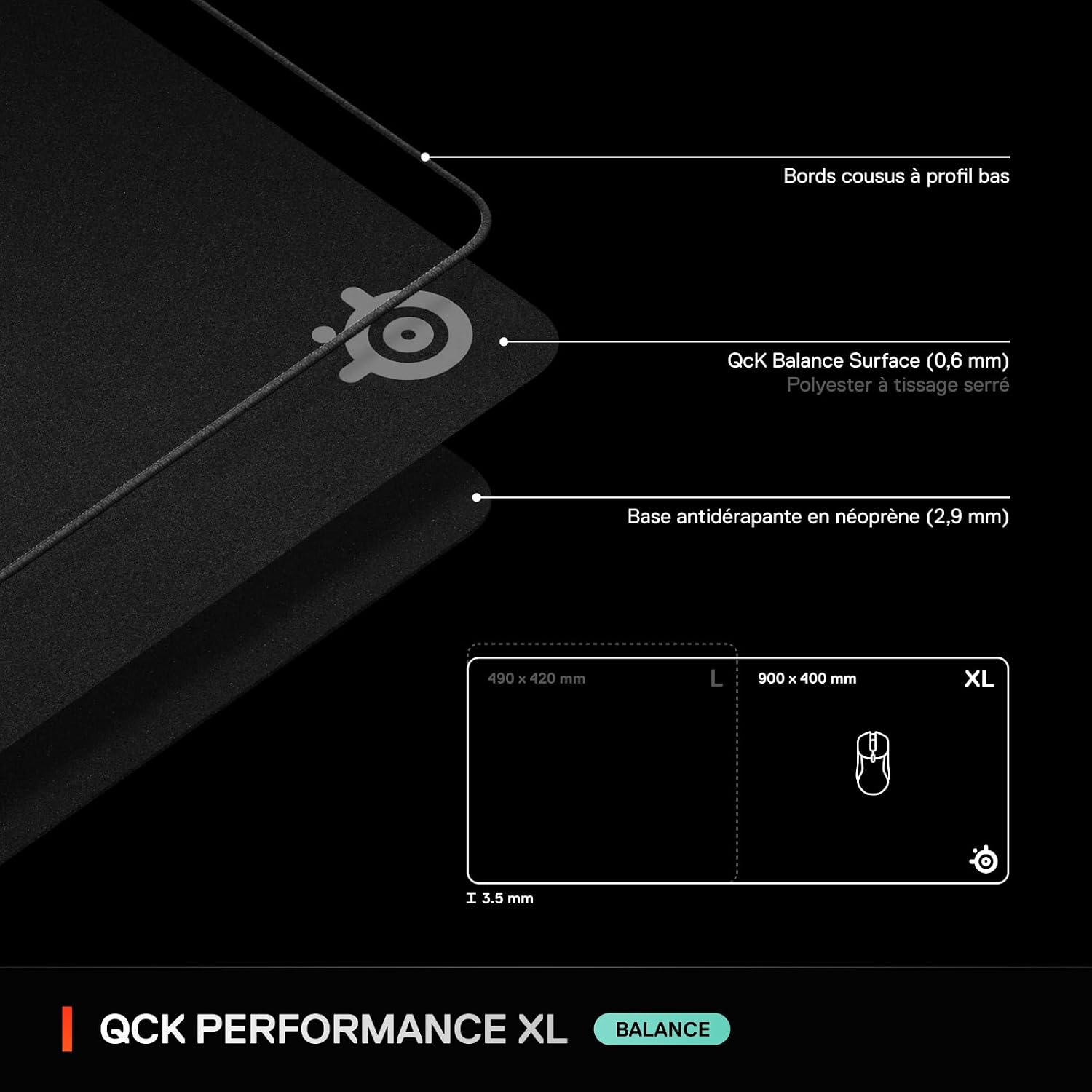 Thumbnail 6 de SteelSeries QcK XL tapis souris 900x400 mm 🖱