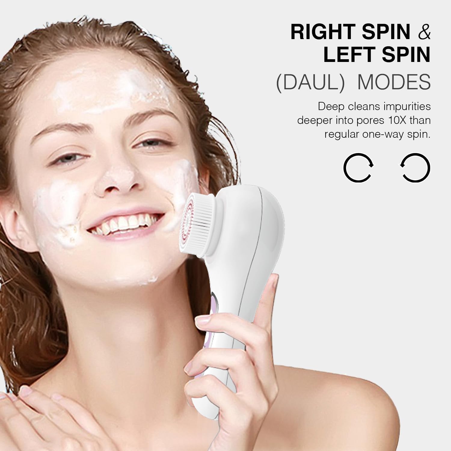 Thumbnail 1 de UMICKOO Electric Facial Cleansing Brush — 2-Way Rotating, 5 Heads, IPX7, Deep Pore Cleaning