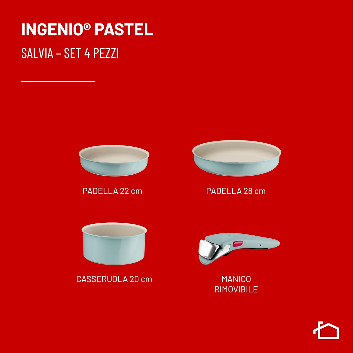 Detalle 2 de Lagostina Ingenio Pastel Set 4 pezzi salvia