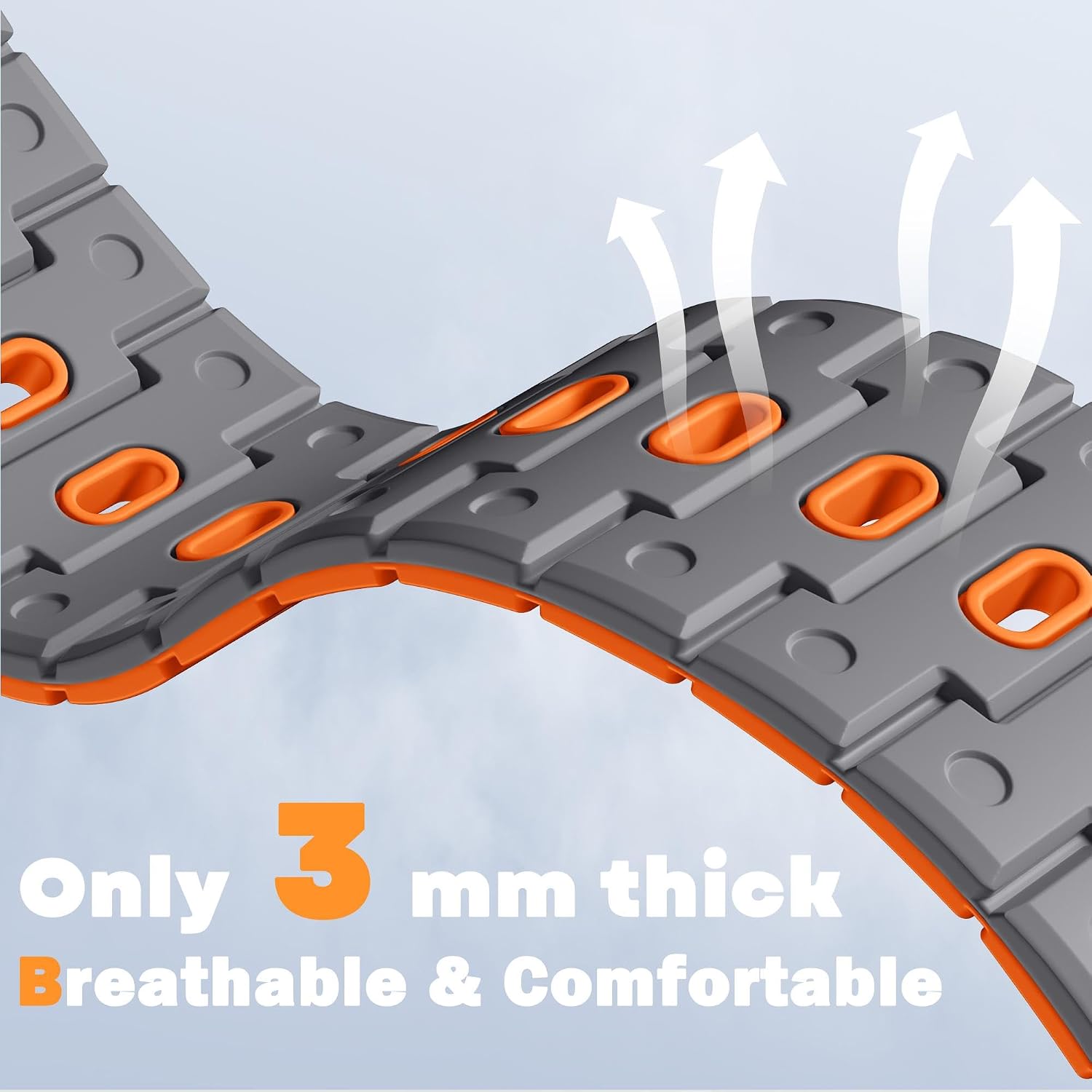 Thumbnail 3 de Bandletic Magnetic Straps for Apple Watch: Soft Silicone, 38–42mm, Grey/Orange