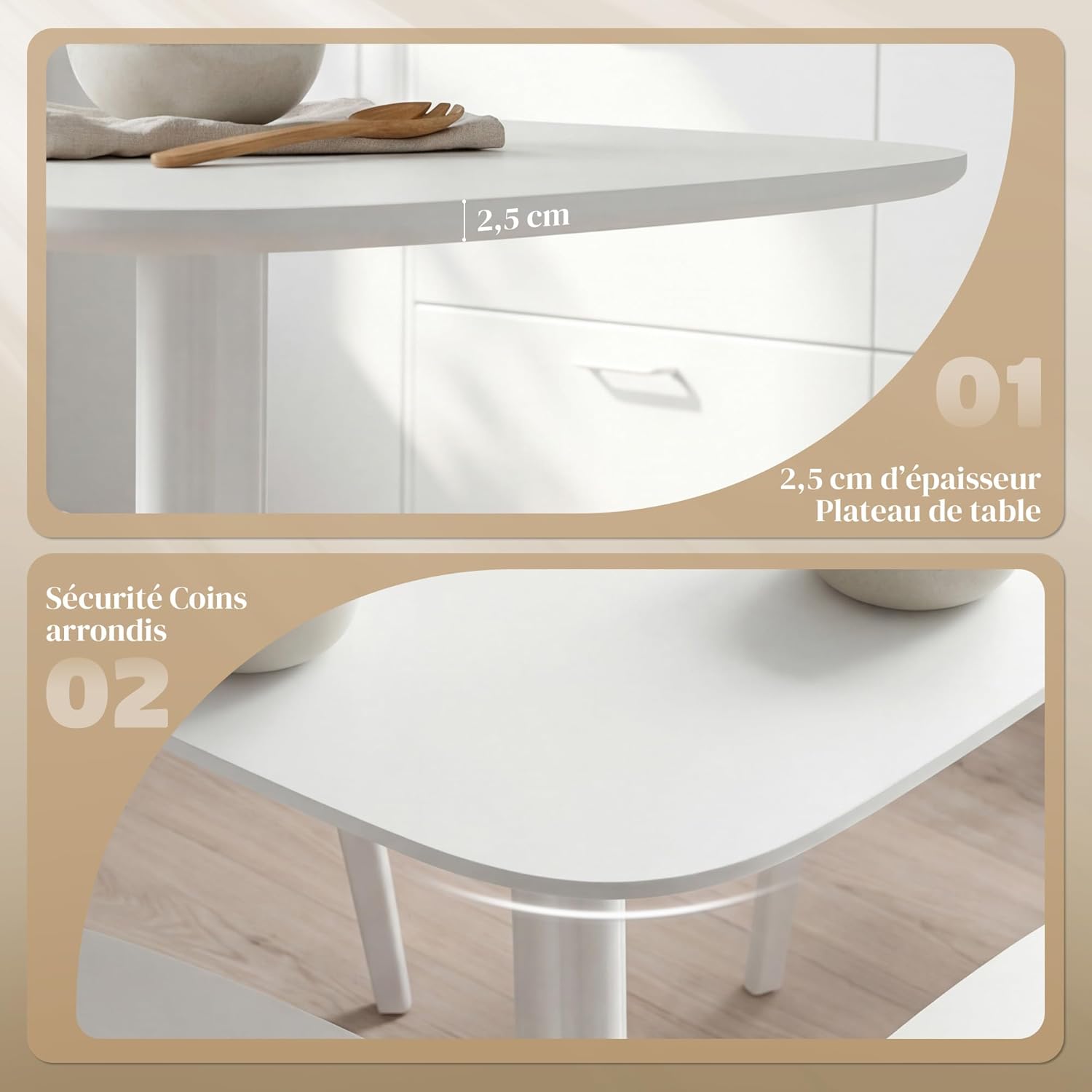 Thumbnail 4 de HOMCOM Table à Manger 4 Personnes 70x70 cm Blanc