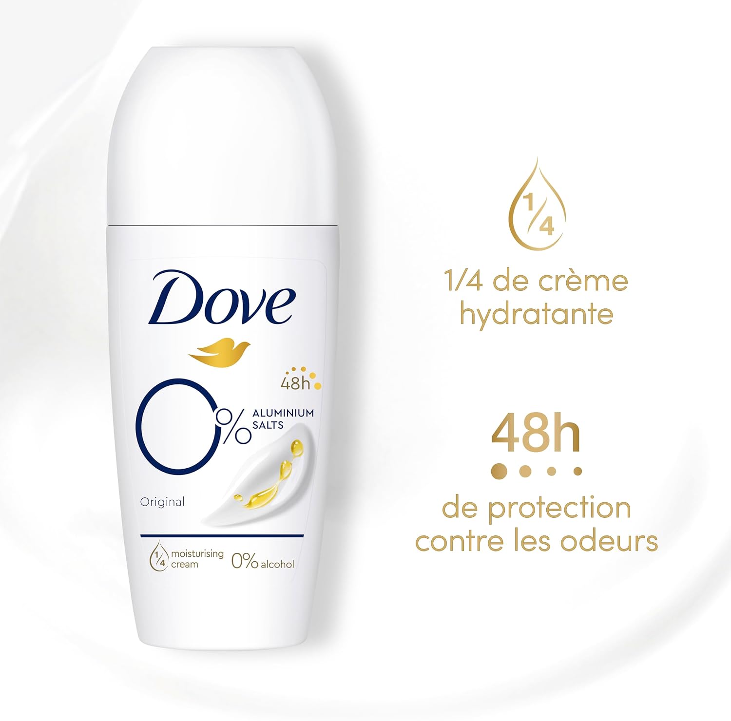 Detalle de DOVE Déodorant Bille Original 0% sels d’aluminium – Lot 6x50 ml