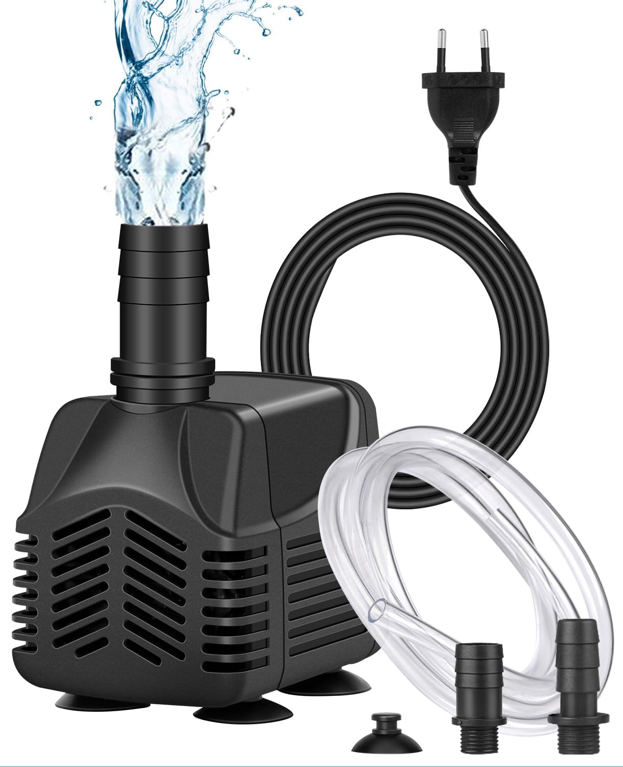 Detalle de Wasserpumpe Klein Tauchpumpe 800 L/h – kompakte Tauchpumpe mit 2,5 m Kabel, 1,5 m Schlauch und zwei Düsen