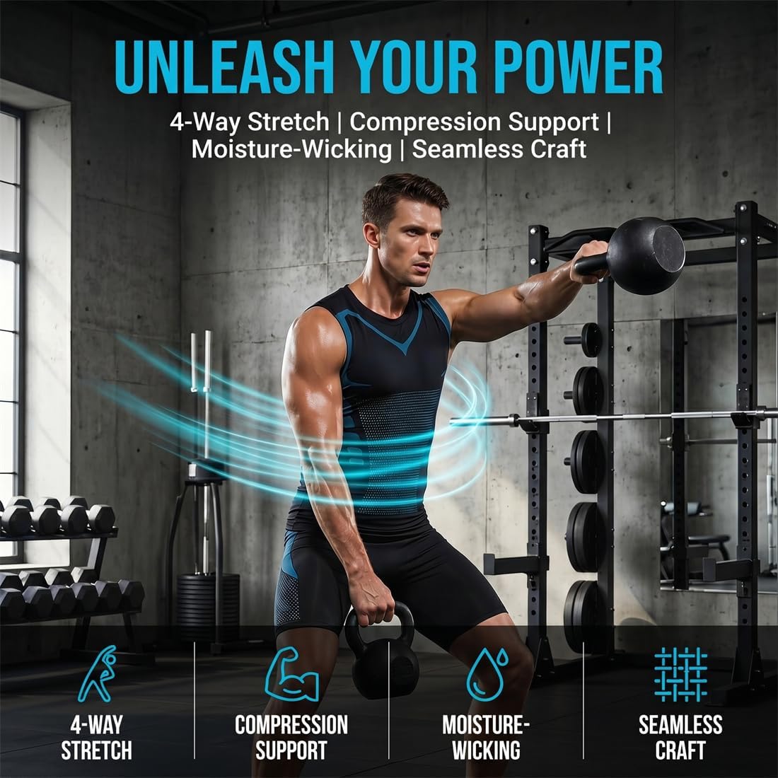 Detalle 2 de Knubbuf NorthPower Men's Compression Vest, Sleeveless Round-Neck Shaping Top