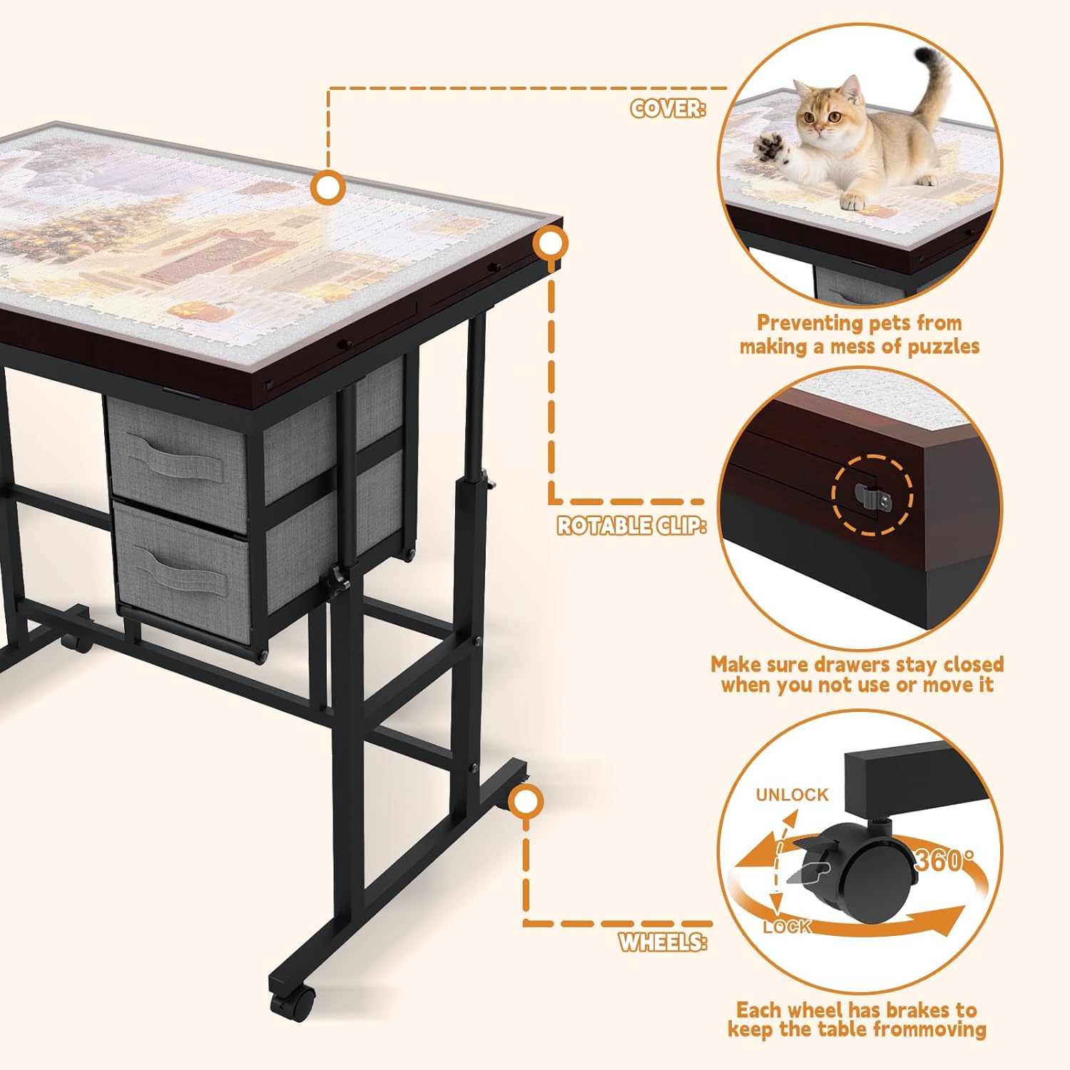 Thumbnail 6 de Doerpuz Jigsaw Puzzle Table 25–33" Adjustable Height 📐